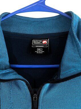 Outfitter Trading Co. Performance Quarter Zip Fleece Pullover Xl Teal Blue Navy